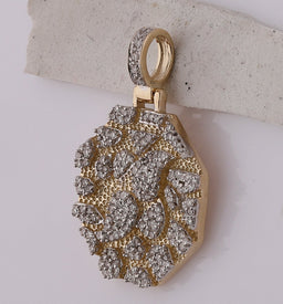 10kt Yellow Gold Men's Round Diamond Hexagon Charm Pendant 1/2 Cttw product Side View from Splendid Jewellery