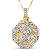 Load image into Gallery viewer, 10kt Yellow Gold Men&#39;s Round Diamond Hexagon Charm Pendant 1/2 Cttw product  Top View from Splendid Jewellery