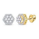 10kt Yellow Gold Men's Round Diamond Hexagon Cluster Earrings - 1/2 Cttw | Luxurious Jewellery - Splendid Jewellery