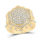10kt Yellow Gold Mens Round Diamond Hexagon Cluster Ring - Captivating Brilliance - Splendid Jewellery