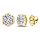 10kt Yellow Gold Men's Round Diamond Hexagon Earrings 1/10 Cttw | Dazzling Geometric Delight - Splendid Jewellery