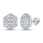 10kt Yellow Gold Men's Round Diamond Hexagon Stud Earrings - 1/10 Cttw | Splendid Jewellery - Splendid Jewellery