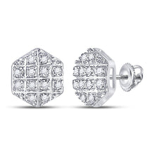 Load image into Gallery viewer, 10kt Yellow Gold Men's Round Diamond Hexagon Stud Earrings - 1/10 Cttw | Splendid Jewellery - Splendid Jewellery