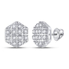 10kt Yellow Gold Men's Round Diamond Hexagon Stud Earrings - 1/10 Cttw | Splendid Jewellery - Splendid Jewellery