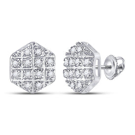 10kt Yellow Gold Men's Round Diamond Hexagon Stud Earrings - 1/10 Cttw | Splendid Jewellery - Splendid Jewellery