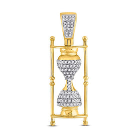 10kt Yellow Gold Men's Round Diamond Hourglass Charm Pendant 1/3 Cttw - A Timeless Treasure - Splendid Jewellery