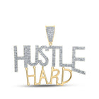 10kt Yellow Gold Men's Round Diamond Hustle Hard Charm Pendant - 1 Cttw - Splendid Jewellery