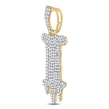 Load image into Gallery viewer, 10kt Yellow Gold Men's Round Diamond I Drip Letter Charm Pendant - Captivating Elegance product Side View from Splendid Jewellery