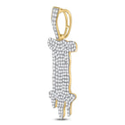 10kt Yellow Gold Men's Round Diamond I Drip Letter Charm Pendant - Captivating Elegance product Side View from Splendid Jewellery