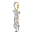 10kt Yellow Gold Men's Round Diamond I Drip Letter Charm Pendant - Captivating Elegance - Splendid Jewellery