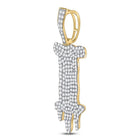 10kt Yellow Gold Men's Round Diamond I Drip Letter Charm Pendant - Captivating Elegance - Splendid Jewellery