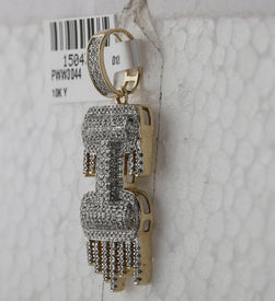 10kt Yellow Gold Men's Round Diamond I Dripping Letter Charm Pendant - 3/4 Cttw | Splendid Jewellery product Side View from Splendid Jewellery