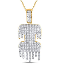 Load image into Gallery viewer, 10kt Yellow Gold Men's Round Diamond I Dripping Letter Charm Pendant - 3/4 Cttw | Splendid Jewellery - Splendid Jewellery
