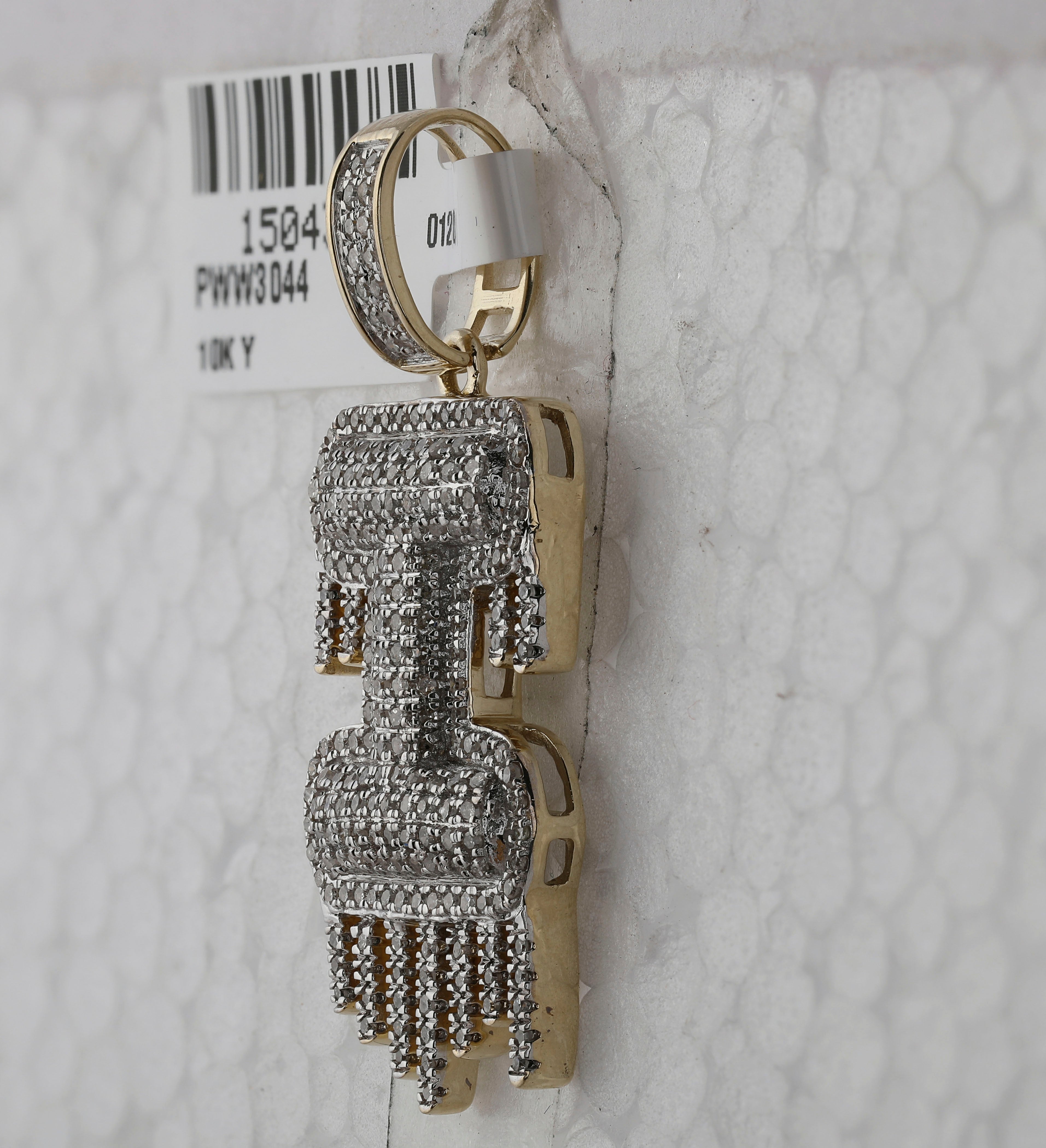 10kt Yellow Gold Men's Round Diamond I Dripping Letter Charm Pendant - 3/4 Cttw | Splendid Jewellery - Splendid Jewellery