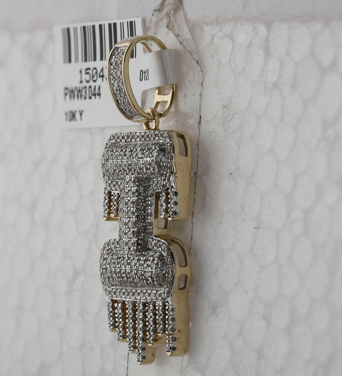 10kt Yellow Gold Men's Round Diamond I Dripping Letter Charm Pendant - 3/4 Cttw | Splendid Jewellery - Splendid Jewellery