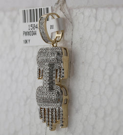 10kt Yellow Gold Men's Round Diamond I Dripping Letter Charm Pendant - 3/4 Cttw | Splendid Jewellery - Splendid Jewellery