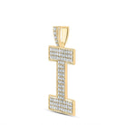 10kt Yellow Gold Men's Round Diamond I Initial Letter Charm Pendant - 1 - 5/8 Cttw - Splendid Jewellery