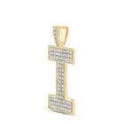 10kt Yellow Gold Men's Round Diamond I Initial Letter Charm Pendant - 1 - 5/8 Cttw - Splendid Jewellery