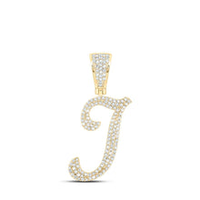 Load image into Gallery viewer, 10kt Yellow Gold Men's Round Diamond I Initial Letter Charm Pendant 5/8 Cttw - Splendid Jewellery