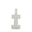 10kt Yellow Gold Men's Round Diamond I Initial Letter Charm Pendant - 7/8 Cttw - Splendid Jewellery