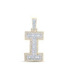 Load image into Gallery viewer, 10kt Yellow Gold Men's Round Diamond I Initial Letter Charm Pendant - 7/8 Cttw - Splendid Jewellery