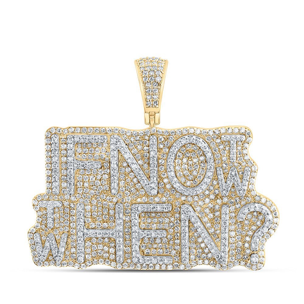 10kt Yellow Gold Men's Round Diamond IF NOT NOW THEN WHEN Charm Pendant 2 - 5/8 Cttw | Splendid Jewellery - Splendid Jewellery