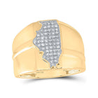 10kt Yellow Gold Men's Round Diamond Illinois State Band Ring - 1/4 Cttw | Splendid Jewellery - Splendid Jewellery