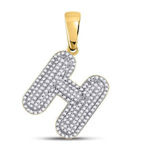 Load image into Gallery viewer, 10kt Yellow Gold Men&#39;s Round Diamond Initial Bubble Charm Pendant  Top View from Splendid Jewellery