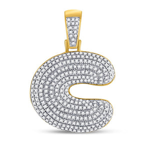 10kt Yellow Gold Men's Round Diamond Initial C Letter Charm Pendant 3/4 Cttw - A Dazzling Statement of Personalized Style - Splendid Jewellery