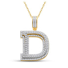 10kt Yellow Gold Men's Round Diamond Initial D Letter Charm Pendant - 1 - 7/8 Cttw | Splendid Jewellery - Splendid Jewellery