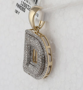 10kt Yellow Gold Men's Round Diamond Initial D Letter Charm Pendant - 5/8 Cttw | Splendid Jewellery - Splendid Jewellery