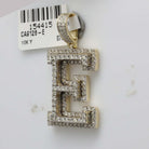 10kt Yellow Gold Men's Round Diamond Initial E Letter Charm Pendant - 1 - 3/4 Cttw - Splendid Jewellery