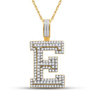 10kt Yellow Gold Men's Round Diamond Initial E Letter Charm Pendant - 1-3/4 Cttw product  Top View from Splendid Jewellery
