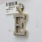 10kt Yellow Gold Men's Round Diamond Initial E Letter Charm Pendant - 1-3/4 Cttw product Side View from Splendid Jewellery
