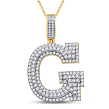 Load image into Gallery viewer, 10kt Yellow Gold Men&#39;s Round Diamond Initial G Charm Pendant 2 Cttw | Splendid Jewellery product  Top View from Splendid Jewellery