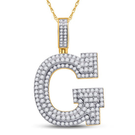 10kt Yellow Gold Men's Round Diamond Initial G Charm Pendant 2 Cttw | Splendid Jewellery product  Top View from Splendid Jewellery