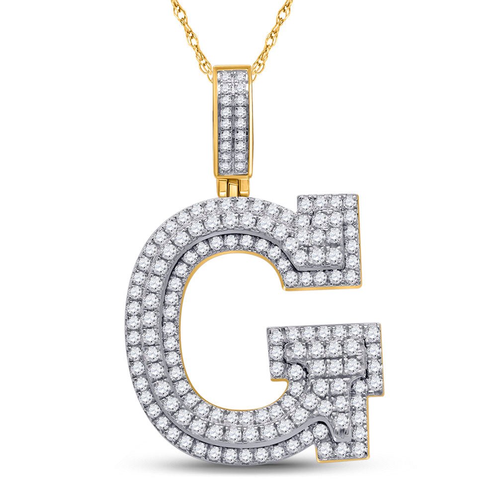 10kt Yellow Gold Men's Round Diamond Initial G Charm Pendant 2 Cttw | Splendid Jewellery - Splendid Jewellery