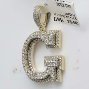 10kt Yellow Gold Men's Round Diamond Initial G Charm Pendant 2 Cttw | Splendid Jewellery - Splendid Jewellery