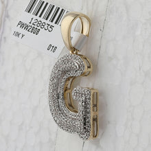 Load image into Gallery viewer, 10kt Yellow Gold Men&#39;s Round Diamond Initial G Letter Charm Pendant 1/2 Cttw - A Dazzling Statement of Individuality product Side View from Splendid Jewellery