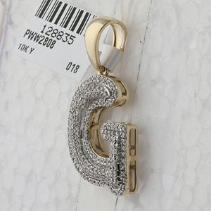 10kt Yellow Gold Men's Round Diamond Initial G Letter Charm Pendant 1/2 Cttw - A Dazzling Statement of Individuality - Splendid Jewellery