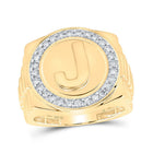 10kt Yellow Gold Mens Round Diamond Initial J Circle Ring 1/2 Cttw | Splendid Jewellery - Splendid Jewellery