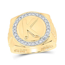 Load image into Gallery viewer, 10kt Yellow Gold Men's Round Diamond Initial K Circle Ring 1/2 Cttw | Splendid Jewellery - Splendid Jewellery