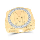 10kt Yellow Gold Men's Round Diamond Initial M Circle Ring 1/2 Cttw | Splendid Jewellery - Splendid Jewellery