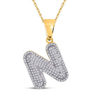 10kt Yellow Gold Men's Round Diamond Initial N Letter Charm Pendant - 1/2 Cttw | Splendid Jewellery product  Top View from Splendid Jewellery