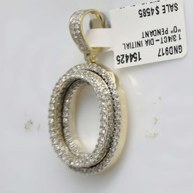 10kt Yellow Gold Men's Round Diamond Initial O Letter Charm Pendant - 1-3/4 Cttw | Splendid Jewellery product Side View from Splendid Jewellery