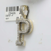 Load image into Gallery viewer, 10kt Yellow Gold Men&#39;s Round Diamond Initial P Charm Pendant - 1-5/8 Cttw | Splendid Jewellery product Side View from Splendid Jewellery