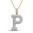 10kt Yellow Gold Men's Round Diamond Initial P Charm Pendant - 1-5/8 Cttw | Splendid Jewellery product  Top View from Splendid Jewellery
