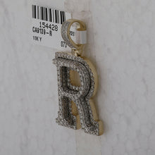 Load image into Gallery viewer, 10kt Yellow Gold Mens Round Diamond Initial R Charm Pendant 1 - 7/8 Cttw - Splendid Jewellery