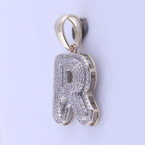 10kt Yellow Gold Men's Round Diamond Initial R Letter Charm Pendant - 5/8 Cttw - Splendid Jewellery - Splendid Jewellery