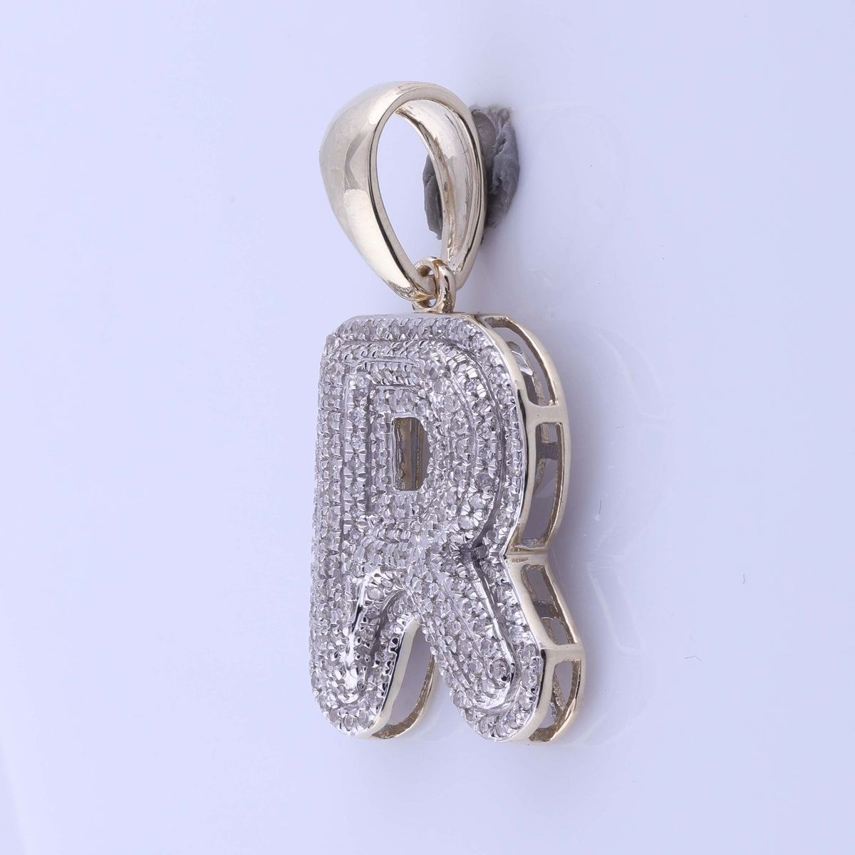 10kt Yellow Gold Men's Round Diamond Initial R Letter Charm Pendant - 5/8 Cttw - Splendid Jewellery - Splendid Jewellery